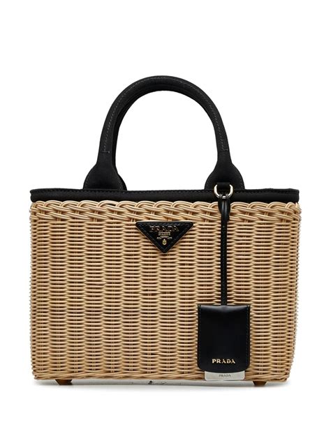 prada canapa tote singapore|Prada wicker tote bag.